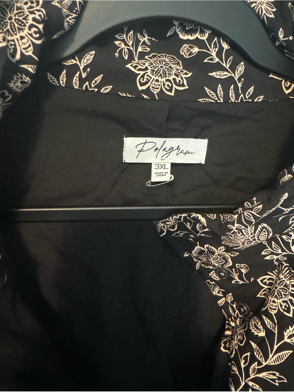 Polagram Black Quilted Puffer Jacket with Beige Floral Print NWOT - Picture 8 of 9